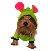 Shipy Pink Stripe Kulaklı Köpek Tulumu Kıyafeti - 1