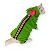 Shipy Pink Stripe Kulaklı Kedi Tulumu,Kıyafeti - 3