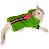 Shipy Pink Stripe Kulaklı Kedi Tulumu,Kıyafeti - 1