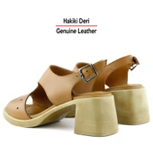 Erkan Saçmacı Ofelia Taba Hakiki Deri Delik Detaylı Tokalı Topuklu Sandalet - 5