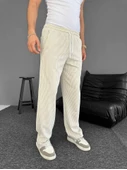 Su Yolu Çizgili Cepli Pantalon - Bej - 2