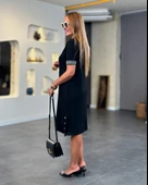 Lucky Life Kadın Kısa Kollu V Yakalı Yanlardan Yırtmaç Ve Düğmeli Viskon Iki Iplik Elbise thumbnail 1