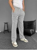 Su Yolu Çizgili Cepli Pantalon - Gri - 4