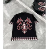 Lucky Life Unisex Bisiklet Yaka Baskılı Oversize T-Shirt - Siyah - 2