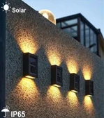 Solar Çift Taraflı Duvar Lambası Güneş Enerjili Aydınlatma Aplik Işık Gün Işığı 2 Adet Bahçe Lambası - 3