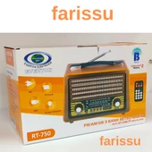 Gerçek Ahşap Eskitme Görünümlü RT-750 Nostaljik Müzik Kutusu – 3 Band Radyo / Bluetooth / USB - 5