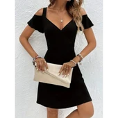 Lucky Life Kadın Askılı Derin V Yakalı Viskon Elbise - 3