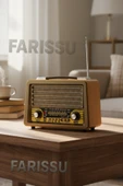 Gerçek Ahşap Eskitme Görünümlü RT-750 Nostaljik Müzik Kutusu – 3 Band Radyo / Bluetooth / USB - 1