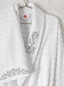 Cotton Box Seta Aile Bornoz Seti Genny Beyaz-Antrasit - 4