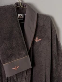 Cotton Box Puff Nakışlı Aile Bornoz Seti Molende Bej-Antrasit - 2