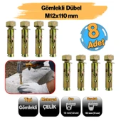 Saplamalı Gömlek Çelik Dübel M12x110 mm Raf Montaj Bağlantı Zemin Monte Tavan Beton Asma Aparat - 1