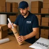 10 Adet Rulo Kargo Tüpü 45 Cm Uzunluk 8 Cm Çap Silindir Kutu Karton Masura Kedi Tırmalama İçin Kutu - 5