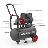 KOBB KBK25S 1.7HP 25Lt 8Bar Yağsız Sessiz Taşınabilir Hava Kompresörü thumbnail 4