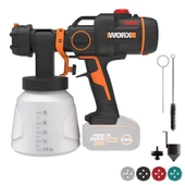 WORX WX020.9 20Volt Kömürsüz Devir Ayarlı Boya Tabancası + 4 Parça Yedek Nozul/Meme (Akü Dahil Değildir) - 1
