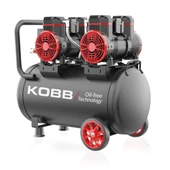 KOBB KBK50S2 4.0HP 50Lt 8Bar Çift Motorlu Yağsız Sessiz Taşınabilir Hava Kompresörü thumbnail 1