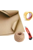 Çeyiz Kağıdı 10 Adet 70x100 Kraft Kağıdı + 1 Adet Jüt İp + 1 Adet Maket Bıçağı + 1 Adet Koli Bandı - 1