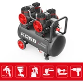 KOBB KBK50S2 4.0HP 50Lt 8Bar Çift Motorlu Yağsız Sessiz Taşınabilir Hava Kompresörü thumbnail 3