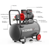 KOBB KBK50S 2.0HP 50Lt 8Bar Yağsız Sessiz Taşınabilir Hava Kompresörü thumbnail 4