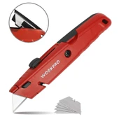 WORKPRO WP213009 Ağır Hizmet Alüminyum Gövde Geri Çekilebilir Rötuş Maket Bıçağı + 5 Adet Yedek Bıçak thumbnail 4