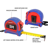 WORKPRO WP261041 5Mx25mm Naylon Kaplama Sarı Çift Taraflı Manyetik Çelik Şerit Metre - 2