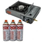 Rox Camping 0103 Tekli Portatif Kamp Ocak Rüzgarlıklı(Ekstra Gaz Girişli) - 3 Adet Rox Valfli Kamp Gazı Kartuş 227gr Hediyeli - 11
