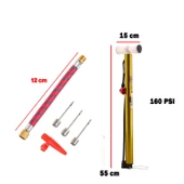 Bisiklet Pompası 6'lı Uç Seti El Tipi Ayak Tutamaklı Metal Borulu Top Lastik Şambrel Şişirme Uçlu - 4