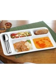 5 Adet 5 Gözlü Kırılmaz Plastik Tabldot Tabağı Beyaz Self Servis Tabildot Tabilot Tabak - 3