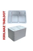 50 Adet 5 Gözlü Kırılmaz Plastik Tabldot Tabağı Beyaz Self Servis Tabildot Tabilot Tabak - 1