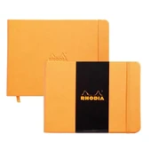 Rhodia Boutique Webnotebook Italyan Deri Kısa Kenarlı Ciltli(Yandan) Çizgisiz Defter Turuncu Sert Kapak - 1