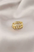 Gold Renk Metal Zincir Model Taşlı Kadın Yüzük - TJ-BYK2201 - 1