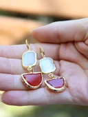 İkili Model Kedigözü Cam Sallantılı Kadın Küpe euku26k thumbnail 3