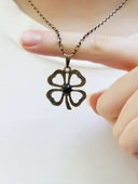 Doğal Taş Oniks Doğal Taşlı Yonca Model Kadın Doğal Taş Otantik Kolye euk39o thumbnail 1