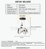 TT Aydınlatma TT336-3TPL-SY  Mat Siyah 3 Toplu 3 Renk Modüllü Ledli Avize - 4