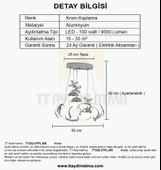TT Aydınlatma TT332-3TPL-KR  6 Kavisli Krom Kaplama 3 Toplu 3 Renk Modüllü Ledli Avize thumbnail 4