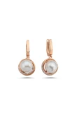 10,5 mm Zirkon Taşlı Doğal İnci Küpe - 5