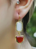 İkili Model Kedigözü Cam Sallantılı Kadın Küpe euku26k thumbnail 1