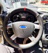 DİKİŞLİ DİREKSİYON KILIFI SİYAH - NOKTALI DERİ KIRMIZI YÜZÜK / DİKİŞ FORD FOCUS (fotodaki) İÇİN - 1