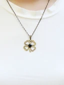 Doğal Taş Oniks Doğal Taşlı Yonca Model Kadın Doğal Taş Otantik Kolye euk39o thumbnail 3