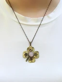 Doğal Taş Pembe Kuvars Doğal Taşlı Yonca Model Kadın Doğal Taş Otantik Kolye euk38pk thumbnail 3