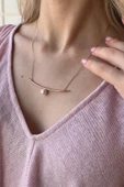 8,5 mm Tasarım Doğal İnci Kolye - 6