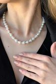 Barok Doğal İnci Kadın Kolye Bileklik İkili Set - 5