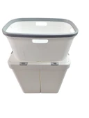 Gümüş Ikili Dokunmatik 80 Lt Çamaşır Sepeti+Çamaşır Selesi Çeyiz Seti-MT09 - 2