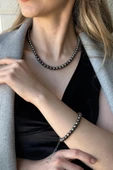 Kadın Doğal Kültür İncisi Kolye Bileklik İkili Set - 4