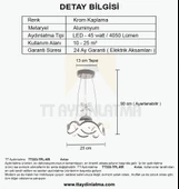 TT Aydınlatma TT333-1TPL-KR  Dalgalı Model Krom Kaplama Tek Toplu 3 Renk Modüllü Ledli Avize thumbnail 4