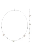 9,5 mm Doğal İncili Zirkon Taşlı Kolye Bileklik İkili Set - 7