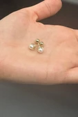 5,5 mm İkili Tragus Doğal İnci Çift Taraflı Top Piercing - 2
