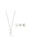 5,5 mm Doğal İncili Küpe Kolye İkili Set - 8