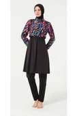 Tesmay 21109 Siyah Dijital Desenli Lycralı Tesettür Mayo thumbnail 5