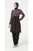 Tesmay 21109 Siyah Dijital Desenli Lycralı Tesettür Mayo thumbnail 6