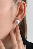 12,5 mm Doğal İnci Kadın Küpe - 6